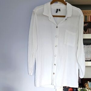 Women's Gauze-like Shirt, 100% Cotton  W/Roll-up Sleeves.